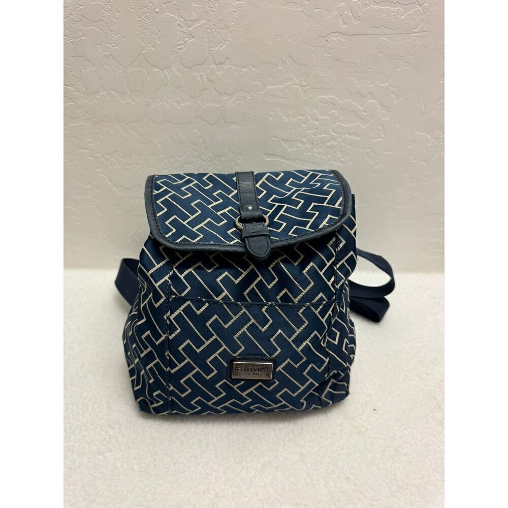 Tommy Hilfiger Black White Mini Backpack Geometric Pattern